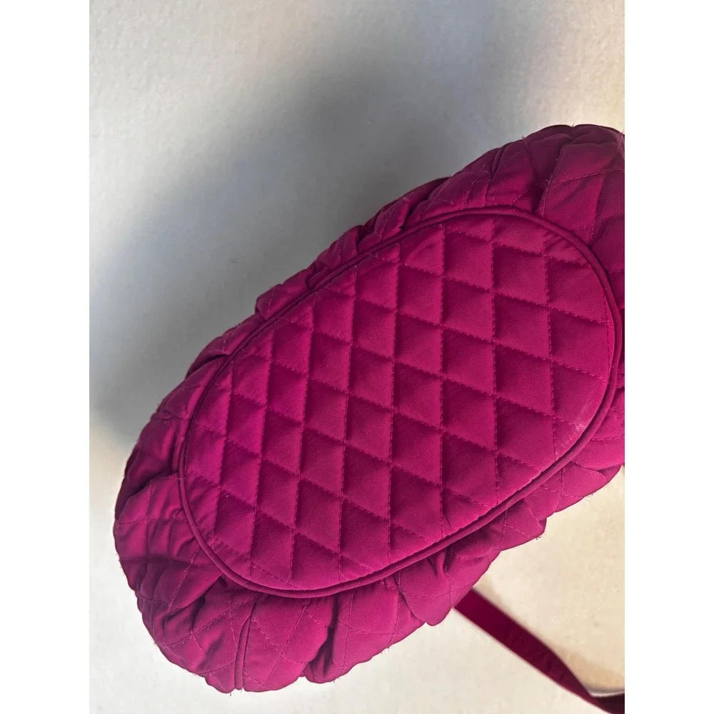 Vera Bradley Quilted Microfiber Tote Bag Magenta Berry Pink Pocketbook Purse